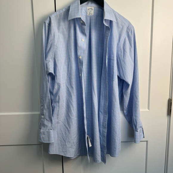 Brooks Brothers Regent Men's Long Sleeve Button Up Shirt Size 16 Blue Orange - Picture 3 of 8